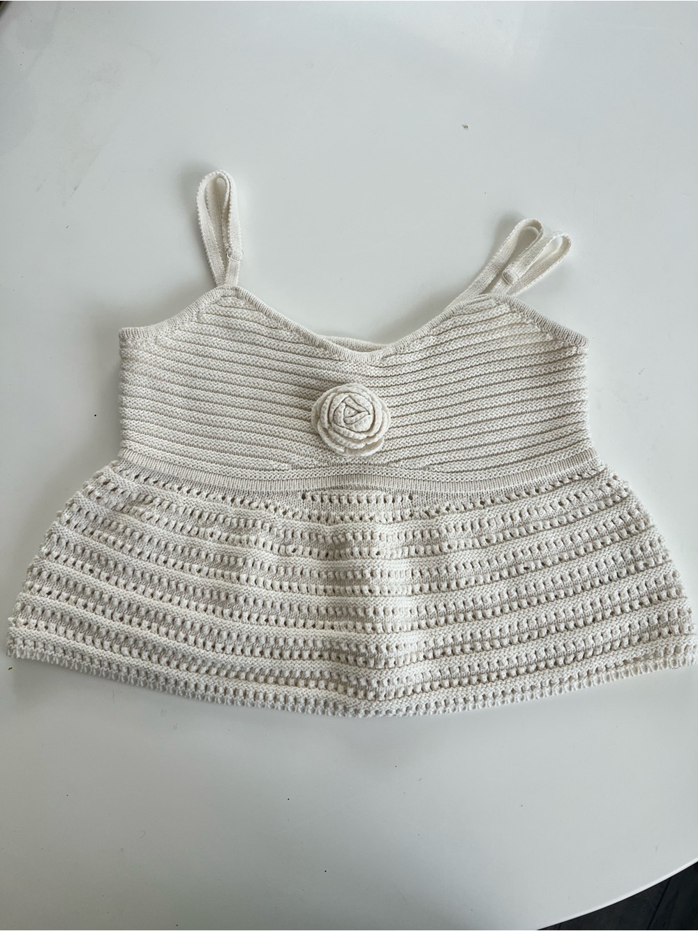 Aeropostale Cream Crocheted Tank with Rosette